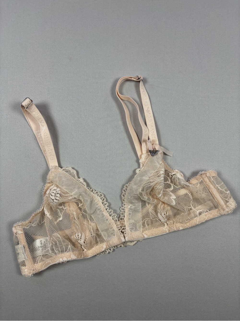 Emporio Armani Nude Lace Triangle Bralette Small Front Closure Small